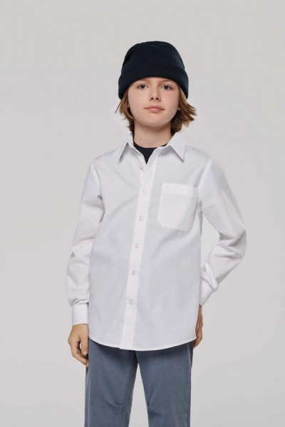 Kariban Kinder poplin overhemd lange mouwen